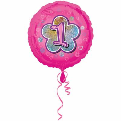 Folienballon 1. Geburtstag pink,  43 cm