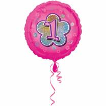 Folienballon 1. Geburtstag pink,  43 cm