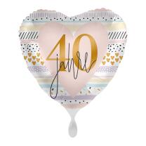 Folienballon Herz - 40 Jahre, 43 cm