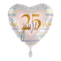Folienballon Herz - 25 Jahre, 43 cm