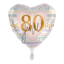 Folienballon Herz - 80 Jahre, 43 cm