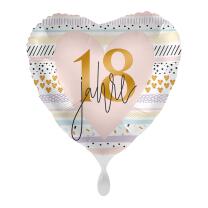 Folienballon Herz - 18 Jahre, 43 cm