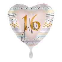Folienballon Herz - 16 Jahre, 43 cm