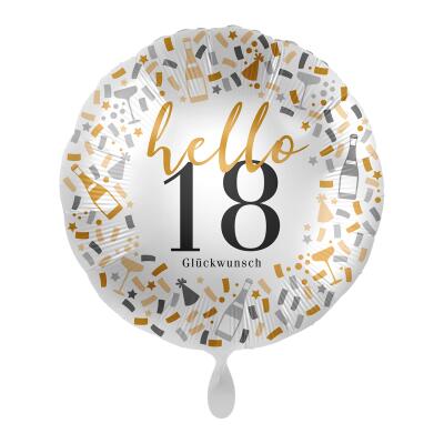Folienballon hello 18 - Glückwusch, 43 cm