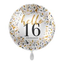 Folienballon hello 16 - Glückwusch, 43 cm