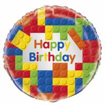Folienballon Bausteine - Happy Birthday 45 cm
