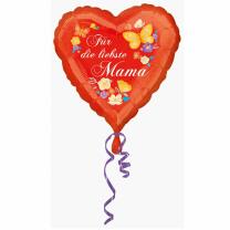 Folienballon Herz - Für die liebste Mama, 43 cm