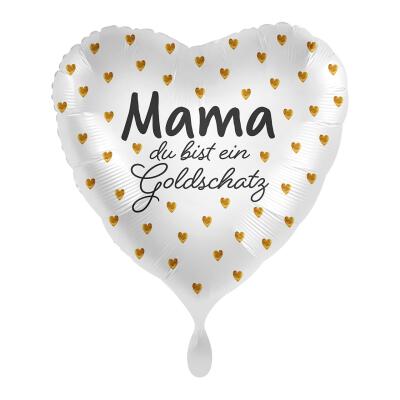 Folienballon Herz - Mama du bist ein Goldschatz, 43 cm