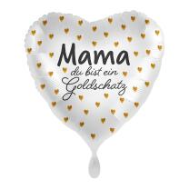 Folienballon Herz - Mama du bist ein Goldschatz, 43 cm