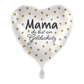 Folienballon Herz - Mama du bist ein Goldschatz, 43 cm