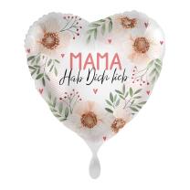 Folienballon Herz - Mama - Hab Dich lieb, 43 cm