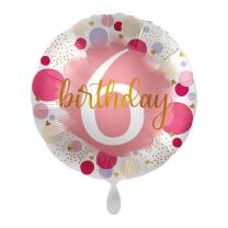Folienballon 6. Geburtstag - Punkte pink,  43 cm