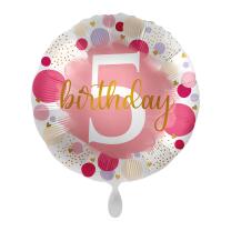 Folienballon 5. Geburtstag - Punkte pink,  43 cm