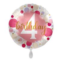 Folienballon 4. Geburtstag - Punkte pink,  43 cm