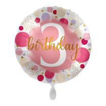 Folienballon 3. Geburtstag - Punkte pink,  43 cm