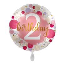 Folienballon 2. Geburtstag - Punkte pink,  43 cm