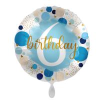 Folienballon 6. Geburtstag - Punkte blau,  43 cm
