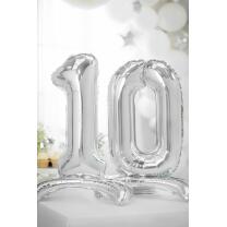 Folienballon Zahl stehend silber, ca. 70 cm -