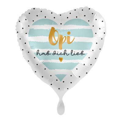 Folienballon Herz - Opi hab dich lieb, 43 cm