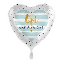 Folienballon Herz - Opi hab dich lieb, 43 cm