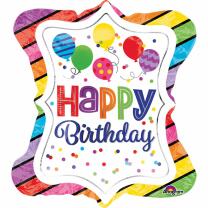Folienballon SuperShape Happy Birthday,  60 x 68 cm