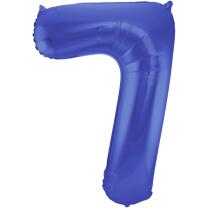 Folienballon Zahl - Zahlenballon - 86 cm blau matt - 7