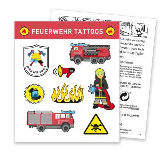 Tattoos - Feuerwehr - 1 Bogen mit 8 Tattoos