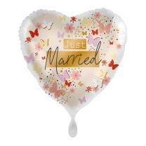 Folienballon - Hochzeit - Just Married Schmetterlinge, 43 cm