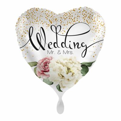 Folienballon - Hochzeit - Wedding Mr. & Mrs. Blumen, 43 cm