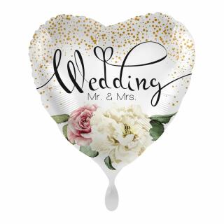Folienballon - Hochzeit - Wedding Mr. & Mrs. Blumen, 43 cm