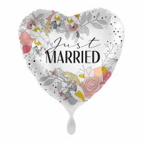 Folienballon - Hochzeit - Just Married Blumen, 43 cm