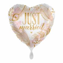 Folienballon - Hochzeit - Just Married Federn, 43 cm