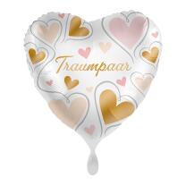 Folienballon - Hochzeit - Traumpaar Herzen, 43 cm