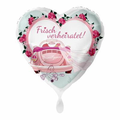 Folienballon - Hochzeit - Frisch verheiratet! Auto, 43 cm