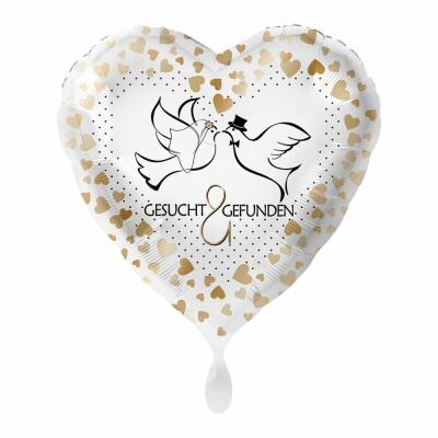 Folienballon - Hochzeit - Gesucht & Gefunden, Tauben, 43 cm