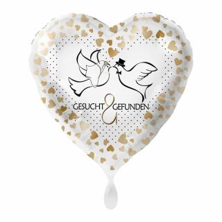 Folienballon - Hochzeit - Gesucht & Gefunden, Tauben, 43 cm