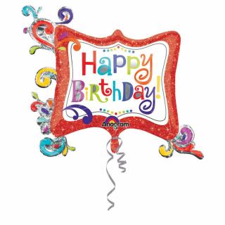 Folienballon SuperShape Happy Birthday,  86 x 73 cm