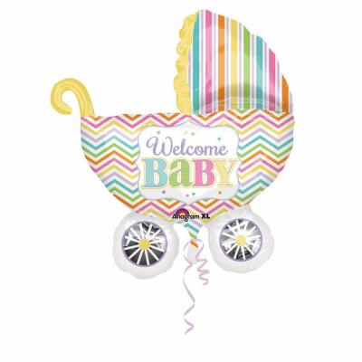 Folienballon SuperShape Kinderwagen Welcome Baby,  78 x 71 cm