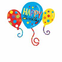 Folienballon SuperShape Happy Birthday,  86 x 78 cm