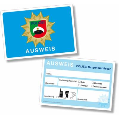 Ausweise Polizei für Geburtstag oder Party, 6 Stück