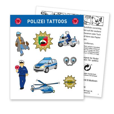 Tattoos - Polizei - 1 Bogen mit 8 Tattoos