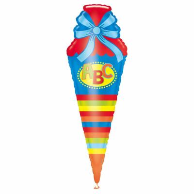 Folienballon SuperShape Schultüte blau,  35 x 111 cm