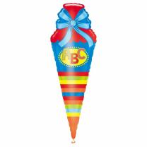 Folienballon SuperShape Schultüte blau,  35 x 111 cm