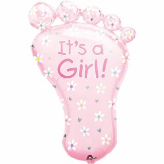 Folienballon SuperShape Babyfuß Its a girl,  58 x 82 cm