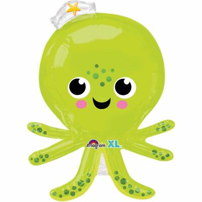 Folienballon SuperShape Ozean lustiger Oktopus,  63 x 86 cm