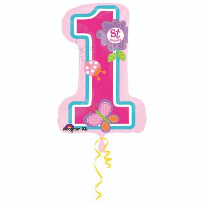 Folienballon SuperShape 1. Geburtstag Mädchen,  48 x 71 cm