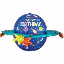 Folienballon Ultrashape Happy Birthday Weltall,  73 x 50 cm
