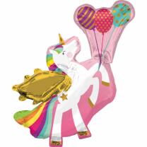 Folienballon SuperShape Einhorn mit Luftballons,  78 x 86 cm