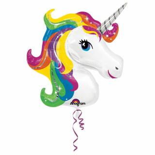 Folienballon SuperShape Einhorn Kopf,  83 x 73 cm