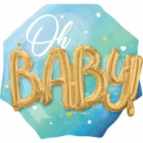 Folienballon Multi Ballon mit 3D Effekt - Oh baby blau,...